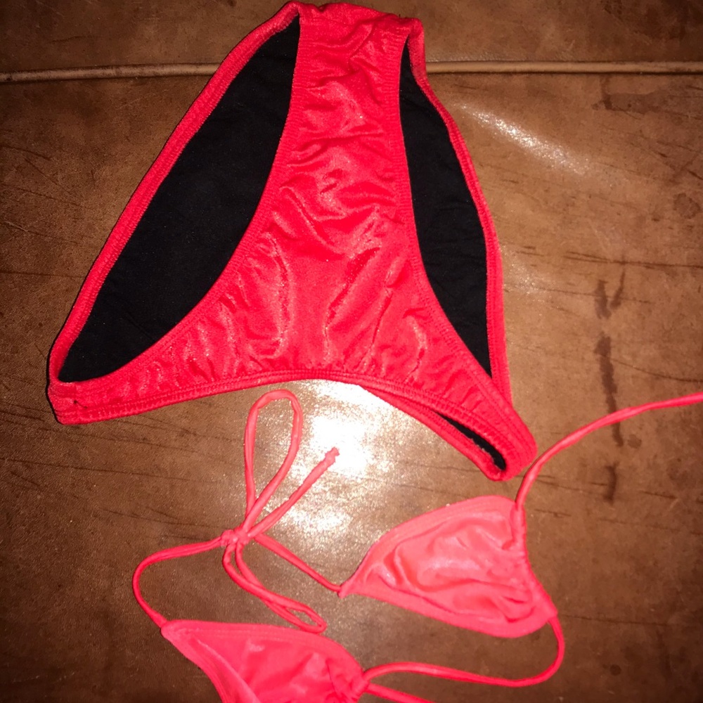 Tiny vintage high leg Jelly red bikini